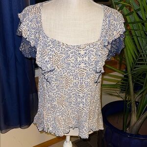 Chic Blue Floral Women's Blouse